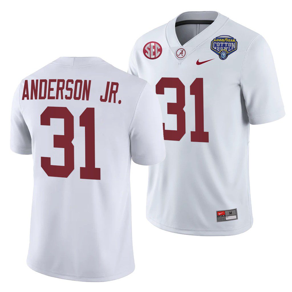 Men's Alabama Crimson Tide Will Anderson Jr. #31 White 2021 Cotton Bowl Playoff NCAA College Football Jersey
